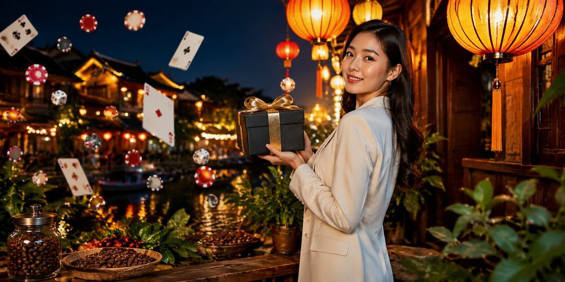Người chơi thư giãn uống cà phê và tham gia xổ số tại Hội An buổi sáng